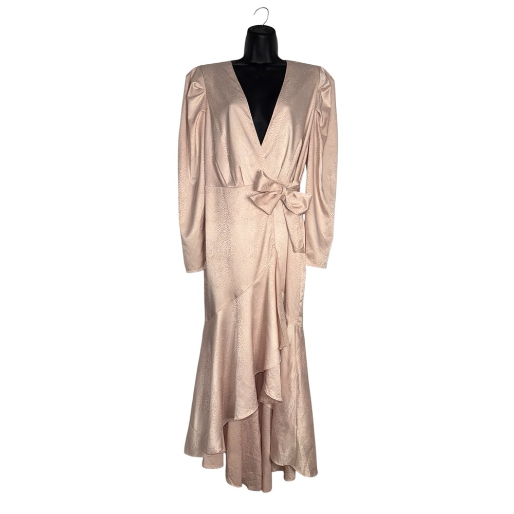 Express Long Sleeve Wrap Dress in Light Pink